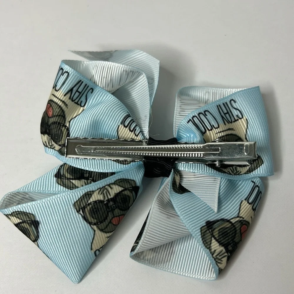 PUG Dogs Grosgrain All Over Print Bundle of 3 Adorable Hair Bows‎ Super Cute NWT
